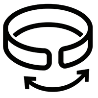 Icon eines stilisierten Rings, mit Lücke und Symbolisierung der Verstellungsmöglichkeit